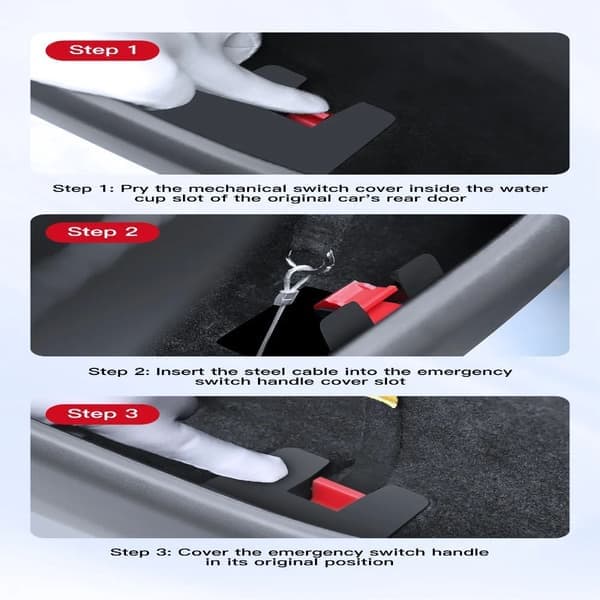 2 stk. mekanisk bryter for bakdør, bilens nødhendel FOR Model 3 For Model 3