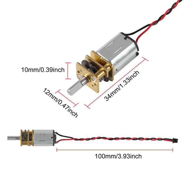 4 stk. opgraderet Mini Micro N20 gearmotor DC 3V-6V med fuld metalgearkasse mikromotor med JST-PH1.25mm-2-benet interface til RC-bil, robotmodel