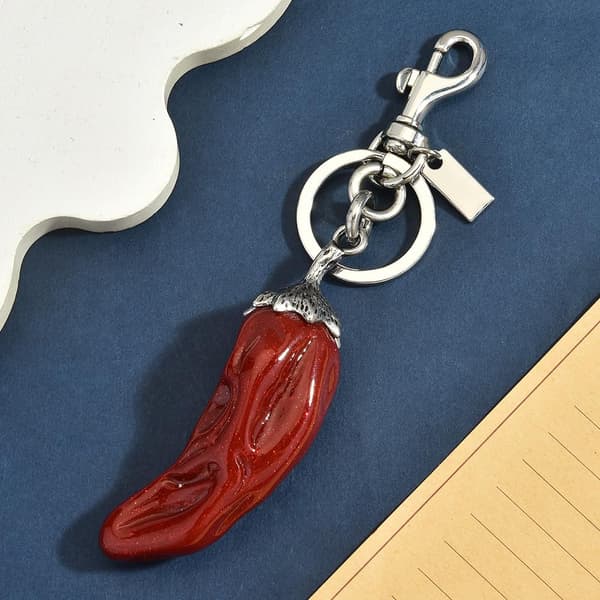 Väskberlock, söta handväskberlocker, väsktillbehörsberlocker, väskkedjor, handväskberlocker Red Chili Pepper - Silver