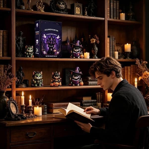 Halloween Adventskalender 2026, 24 dagar, 2D Akryl, Kattdesign (J)