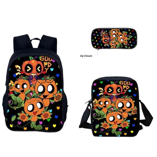 Dandy World -- Gourdy trykt perifer ryggsekksett for grunnskole- og videregåendeelever (J), 10, 3PC 10 3PC