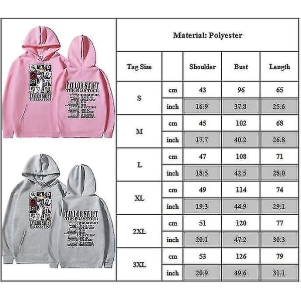 Unisex Taylor Swift The Eras Tour Hættetrøjer Hættetrøje Pullover Toppe Afslappede Bluser Sort M