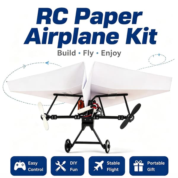 RC Papirflysæt, DIY RC Fly til Hobbyfolk, Piloter, Begyndere 1-BATT Black