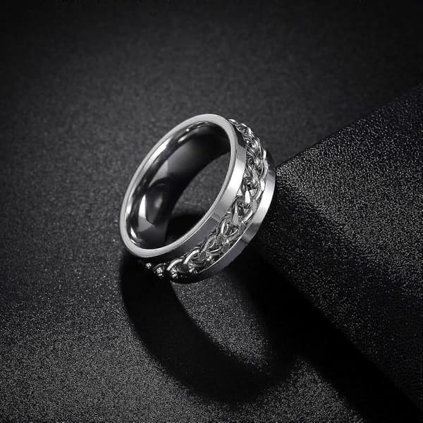 Angstringe til mænd Fidgetringe til mænd Kvinder Kædespinnerringe til børn Teen Titanium Stålringe Black Blue 14