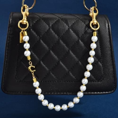 Väskberlock, söta handväskberlocker, väsktillbehörsberlocker, väskkedjor, handväskberlocker Pearl Chain-Gold