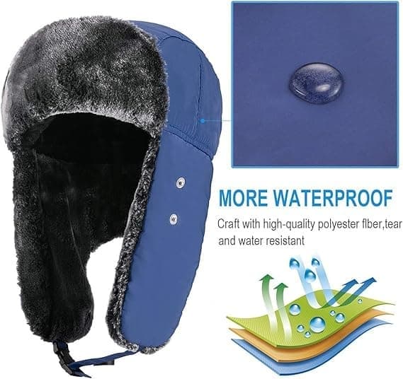 Vintermössor för kvinnor och män Trapper Ushanka-hatt med öronlappar, blå blue
