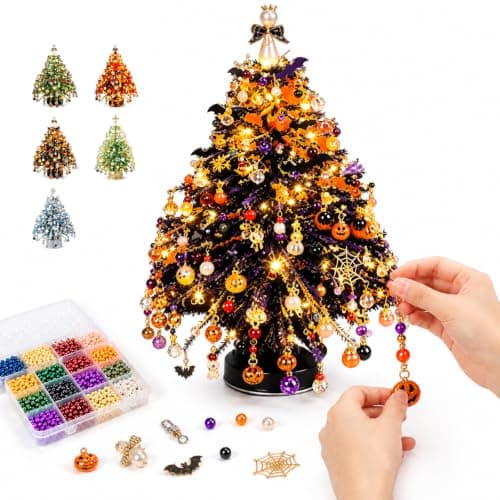 DIY Perlejuletresett, 3D Krystallperlehåndverkssett med Lys #D