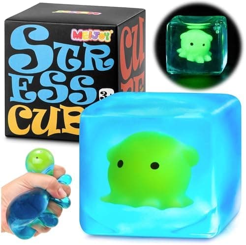 Squishy Stress Cube Fidget Legetøj Voksne - Glød i Mørket Blæksprutte Sensorisk Legetøj til Børn med Autisme Stressbolde til Børn Klemmelegetøj til Octopus2