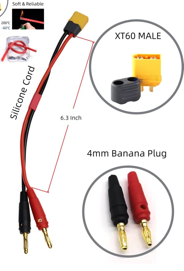 XT60-adapter, XT60-splitter til XT30 / XT90-stik ladekabel | Hun-han-stik, RC Lipo-batteri, ladekabel
