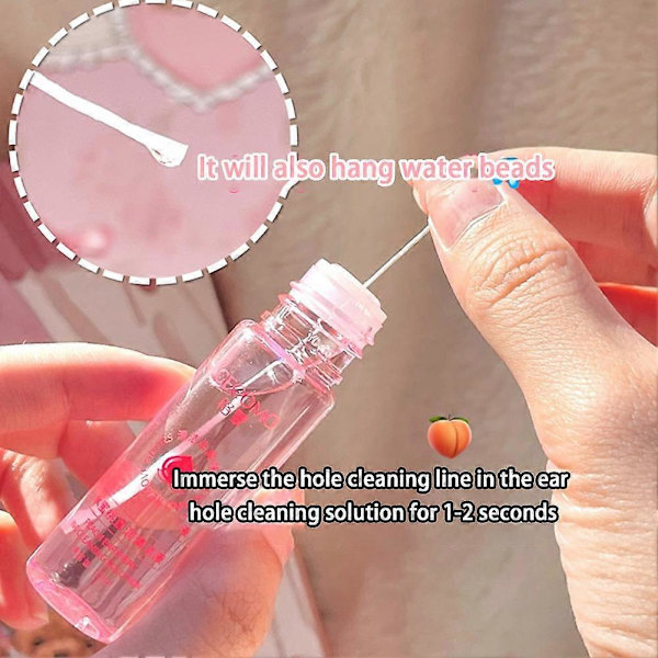 60X Pierced Ear Cleaning Set Peach Ear Piercing Cleaning Holes Solution