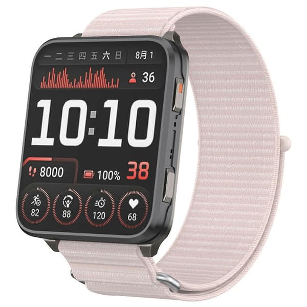 Til Garmin Venu X1 Håndledsrem Magic Tape Nylon Loop Urrem med Metalring Multicolor Pearl Pink