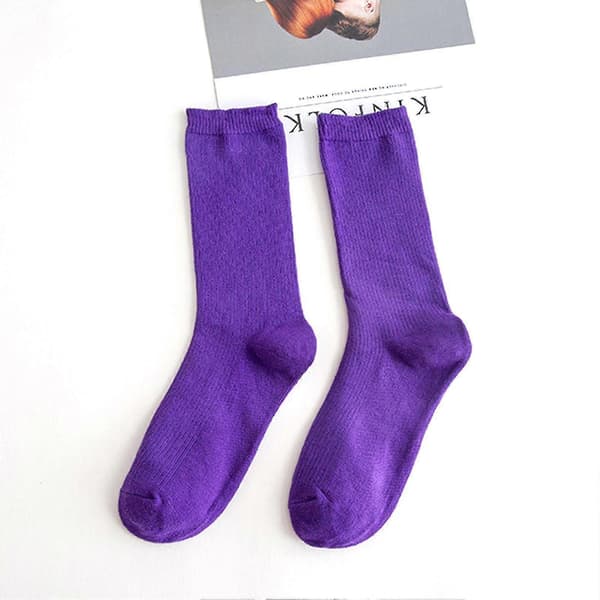 Farverige strømper tynde bomuldsstrømper bløde åndbare højelastiske strømper kompatible voksne børn Purple Child