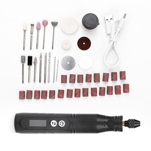 Trådløs miniature elektrisk graveringspen med HD digitalt display, sort Black