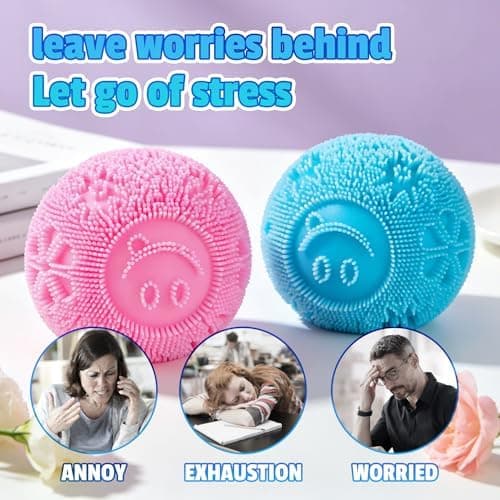 Fuzz Ball Squishy Stressbold, Fuzzball Squishy, Blødt Fidget Legetøj til Angstlindring, Sensorisk Squishy Bold Beroligende Taktilt Greb til Blød Stress Blue