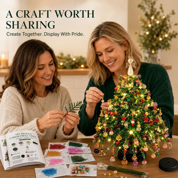 Gör-det-själv pärlat julgranskit med lampor för vuxna, bordsdekoration (E) E