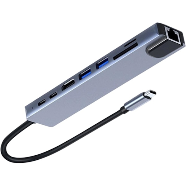 8-i-1 dockingstation, højhastigheds dataoverførsel, 4k videoudgangsadapter, USB C hub til bærbar computer, multiport USB C adapter, 5Gbps dataoverførselshub