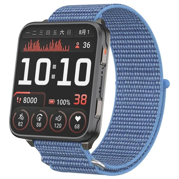Til Garmin Venu X1 Håndledsrem Magic Tape Nylon Loop Urrem med Metalring Multicolor Cape Blue