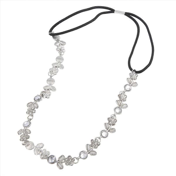 Hårband Elegant Elastiskt Hårband med Strassblommor för Kvinnor - Silver