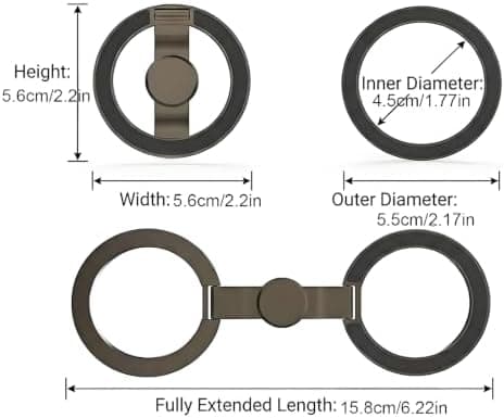 Magnetisk telefonholder Fidget Spinner, 360° flip, aluminium (sort) Black