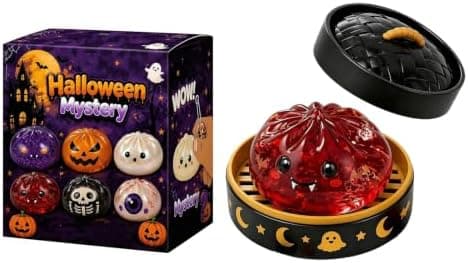 Halloween Spooky Ghost Dumpling Squishies Legetøj, Dumplings Stressbolde til Voksne Fidget Legetøj med Damper, Aflastning Fidget Sensorisk til Helligdage & 12#red