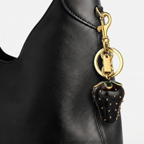 Väskberlocker för handväskor - Söt handväskkedjeberlock - Väskaccessoarer Berlocker för kvinnor Black Strawberry - Gold
