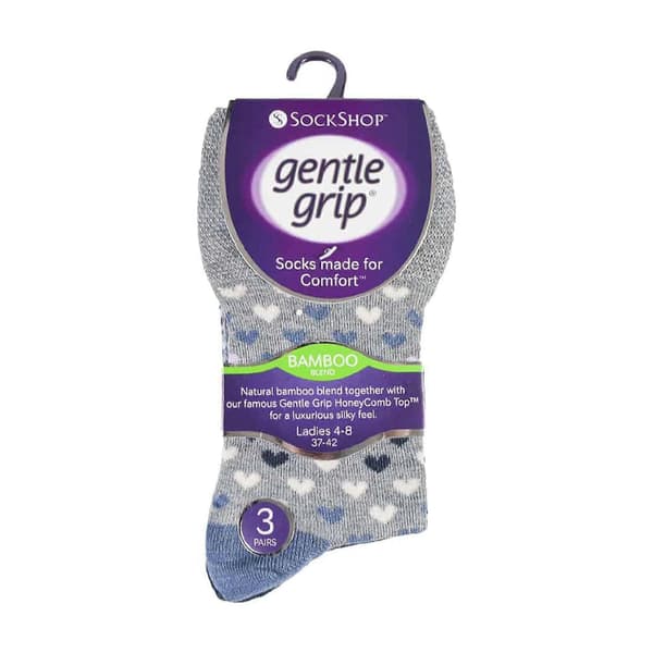 Gentle Grip - 6-pack damstrumpor i bambu utan resår Blue 4-8 UK