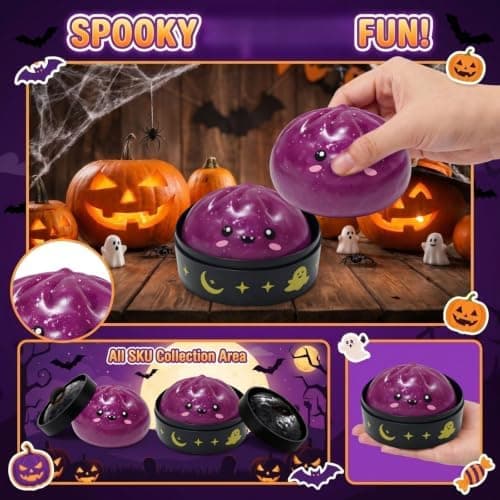 Halloween Spooky Ghost Dumpling Squishies Legetøj, Dumplings Stressbolde til Voksne Fidget Legetøj med Damper, Aflastning Fidget Sensorisk til Helligdage & 115#purple