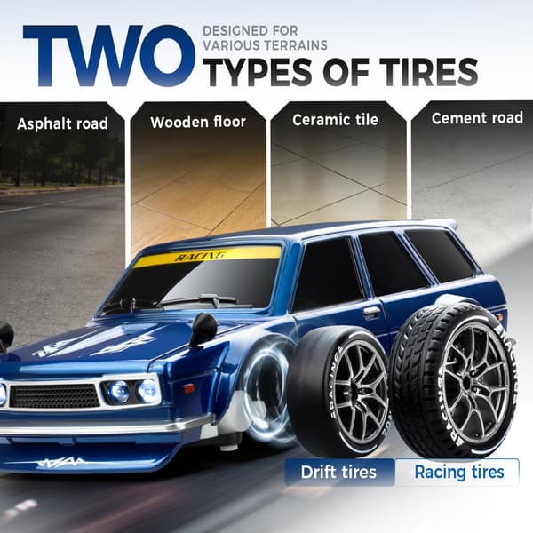 RC Driftbil, Blå 1/24 Fjernstyret Driftbil til Voksne og Børn Blue / 1:24 Scale