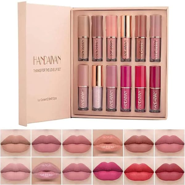 12 stk/sæt Mat læbestift Langtidsholdbar vandfast læbemakeup Smudge proof Klassisk Tint Høj C7B3
