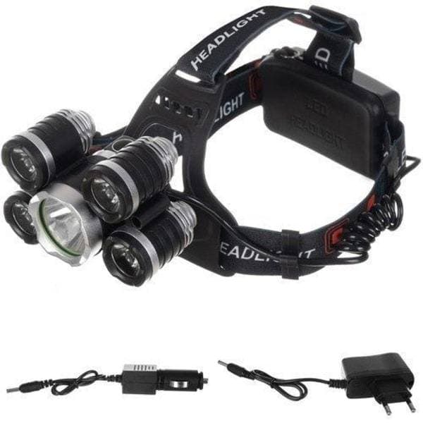 5LED Sterk Hodelykt T6 Oppladbar Hodelykt 3T6 Flylys
