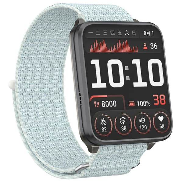 Til Garmin Venu X1 Håndledsrem Magic Tape Nylon Loop Urrem med Metalring Multicolor Light Cyan