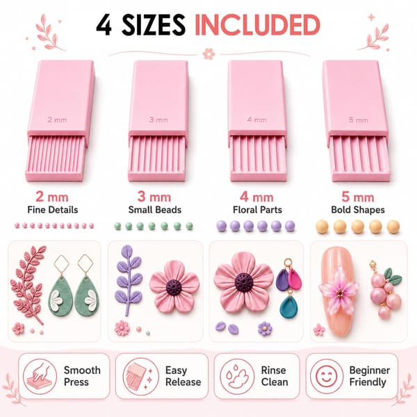 3D Print Ler Gel Kugle Maker Værktøj, Mini Polymer Ler Perle Maker, til 3D Gel Blomster, Kugle Former Rulleværktøj til Perfekte Runde Perler, Øreringe & 2-5MM Withe