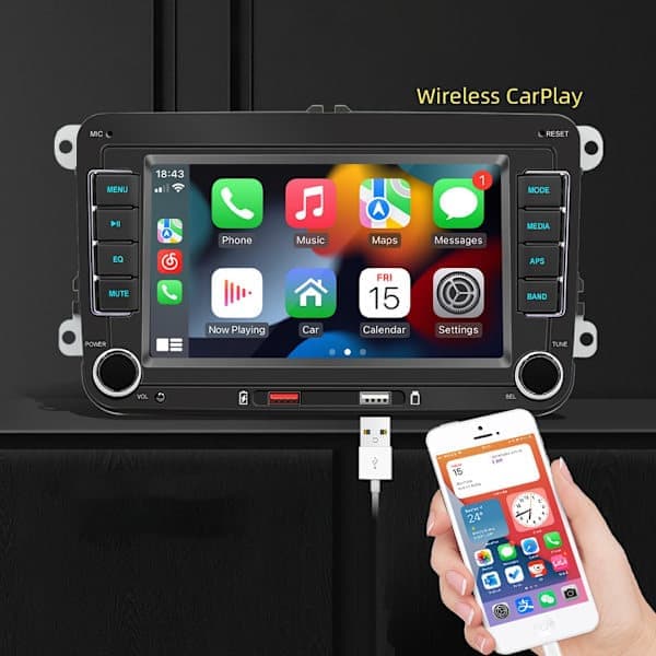 F9070W Bilradio / Carplay & Android Auto - 7 tommer til Volkswagen