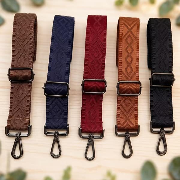 Axelremsväskor för handväskor Breda axelremsväskor Justerbar ersättningsbroderad handväskrem för handväskor Gunmetal Hardware-brown-2