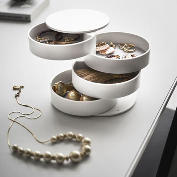Smykke Organizer Boks Smykke Opbevaringsboks HVID Hvid White