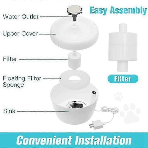 4 st Vattenfontän Filter Hund Dricksdispenser Filter Flödande Vatten/slingfilter Automatisk