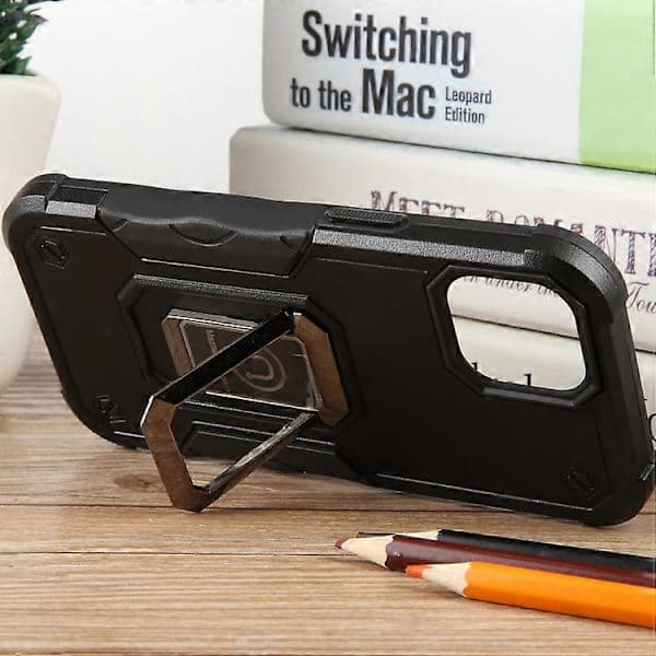 For iPhone 15 Pro Ringholder Sklisikkert Støtsikkert Rustningsdeksel