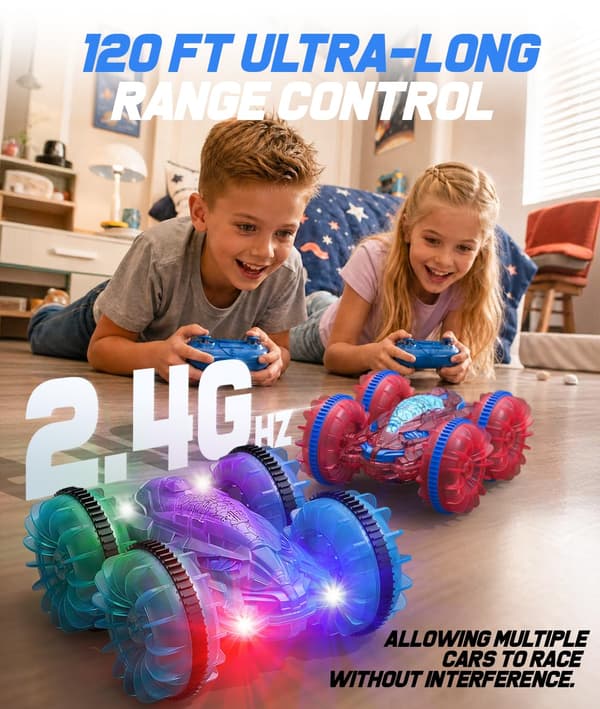 Fjernstyrt bil for barn gutter 4-10 år, Monster Truck-leker med LED-lys