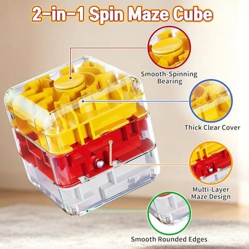 2-i-1 Fidget Spinner Labyrint Terning 3D Puslespil Hjernevridere 7 Niveauer 7 Level