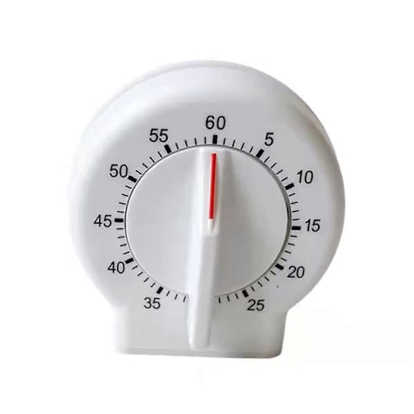 Kökstimer, lättläst 60-minuters mekanisk timer (vit)