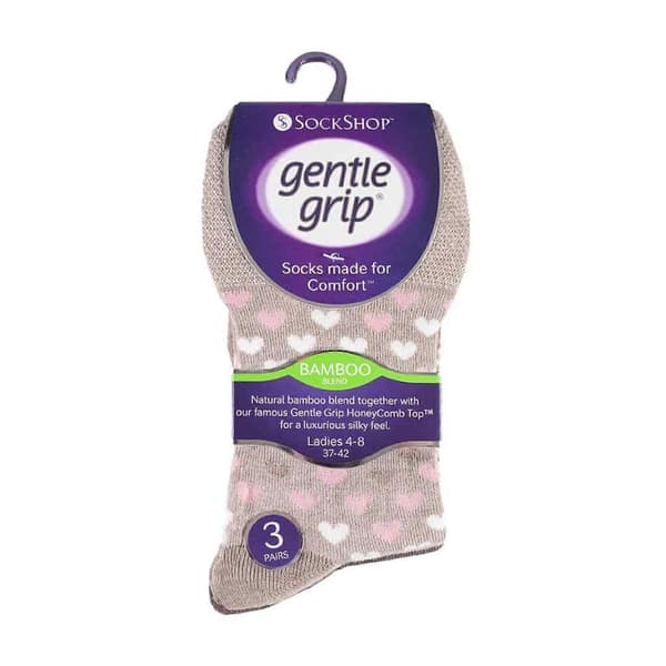 Gentle Grip - 6-pack damstrumpor i bambu utan resår Beige 4-8 UK