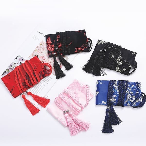 Kimono Bælte Korset Taljebånd RØD&SORT Rød&sort red&black