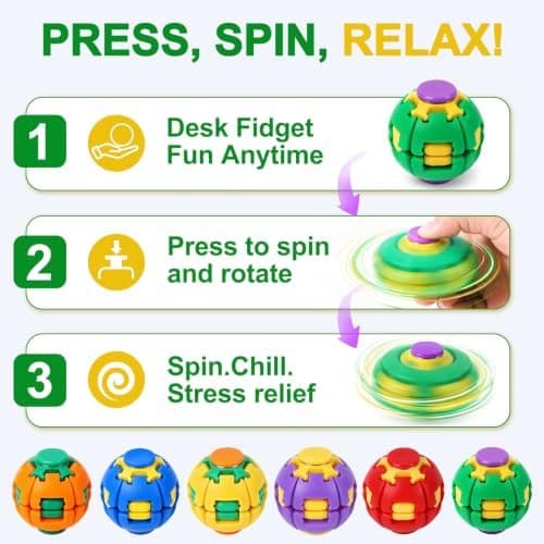 Press to Spin Fidget Spinner HelixCore Spin Stressboll Sensoriska Fidgetleksaker Green