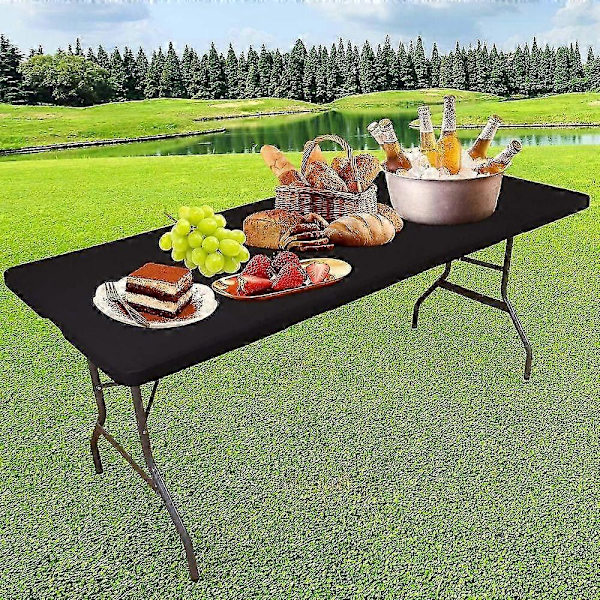 Tvättbart hopfällbart picknickbordskydd för rektangulära bord black 153x76cm