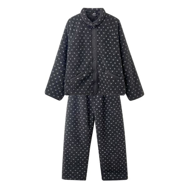 Vinterflanellpyjamas set mysiga kläder kan användas utomhus, svart
