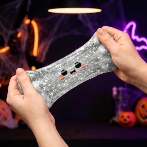 Halloween Spooky Ghost Dumpling Squishies Legetøj, Dumplings Stressbolde til Voksne Fidget Legetøj med Damper, Aflastning Fidget Sensorisk til Helligdage & 16#white