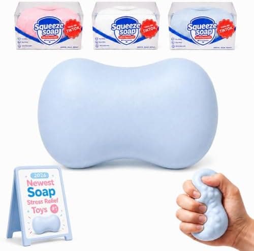 Sprød sæbe Squishy Asmr perlefyldt, Sprøde sæbe Squishies Soap Blue