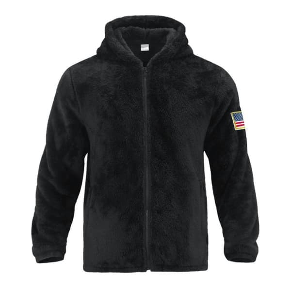 Herre Fleece Lynlås Hættetrøje Vinterjakke, Sort, Størrelse M black M
