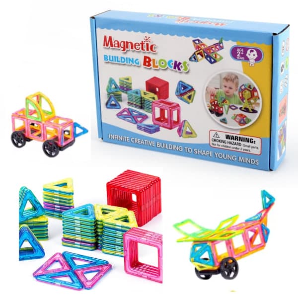 40-pack Magnetiska Byggklossar - Magnetiska Plattor - Byggmagneter multicolor