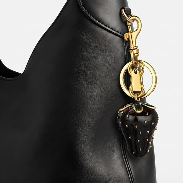 Väskberlocker för handväskor - Söt handväskkedjeberlock - Väskaccessoarer Berlocker för kvinnor Black Strawberry - Gold